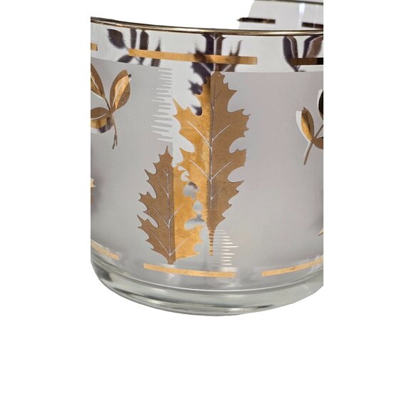 Libbey Golden Foliage 22K Gold Leaf Design Frosted Ice Bucket & Glasses - Picture 10 of 16